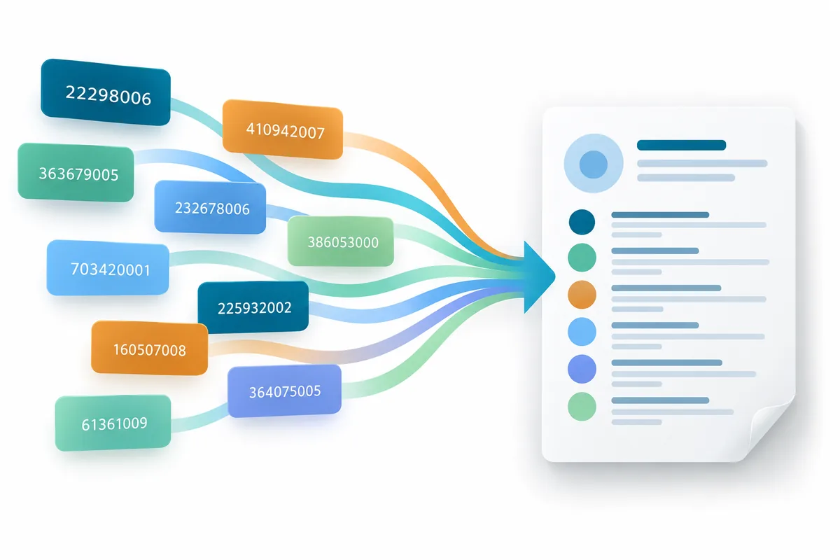 Illustration of clinical codes linked to a health record.