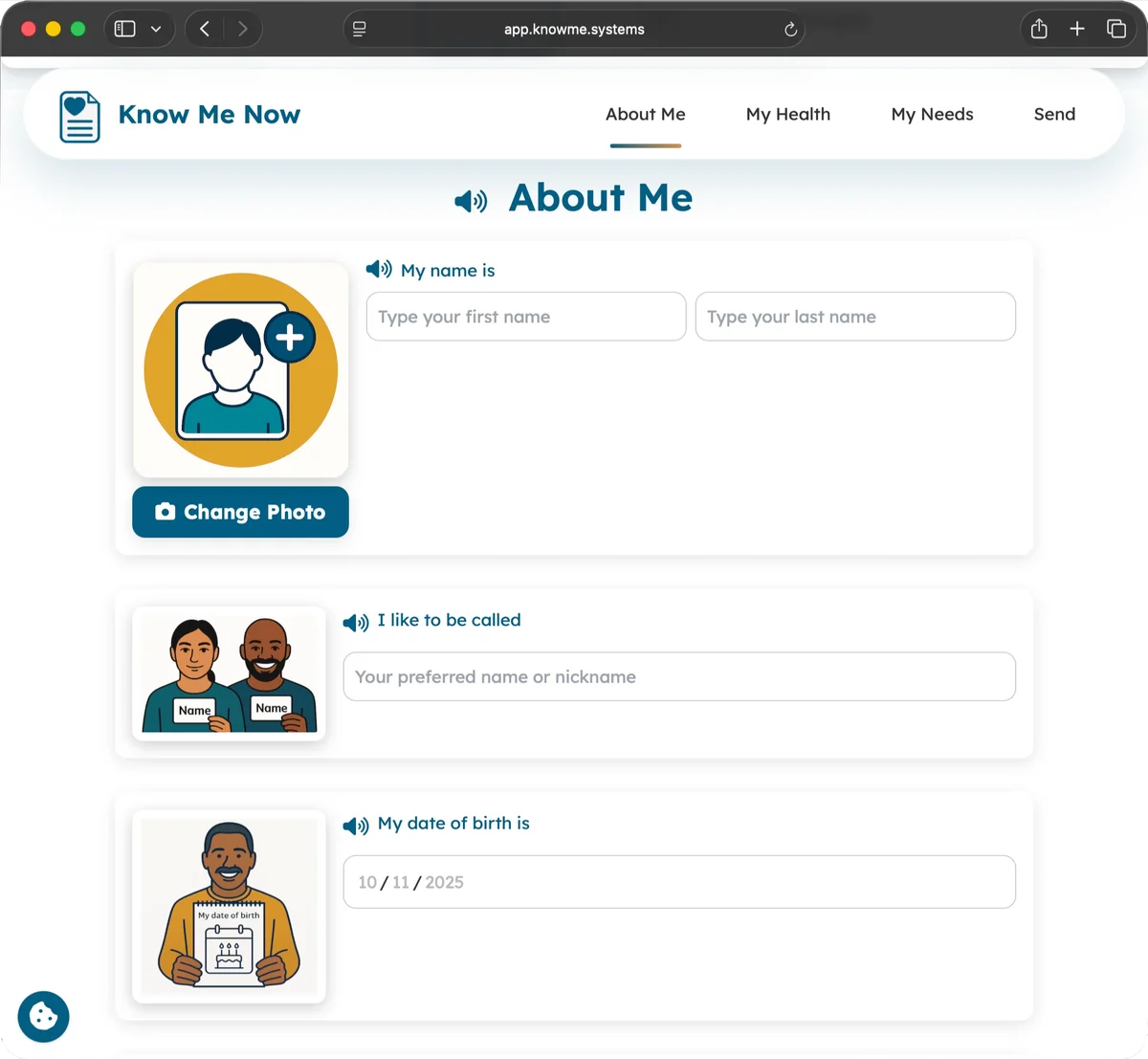Know Me health passport form preview